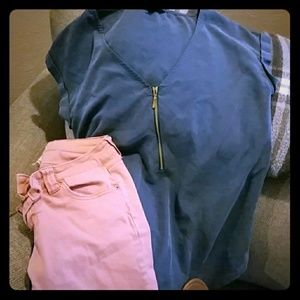 Blue Express Short Sleeve Blouse